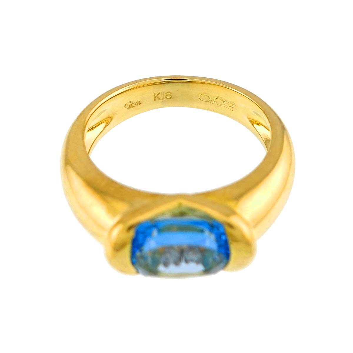 Blue Topaz Diamond Ring 18K YG 750 Size4.75-5(US)