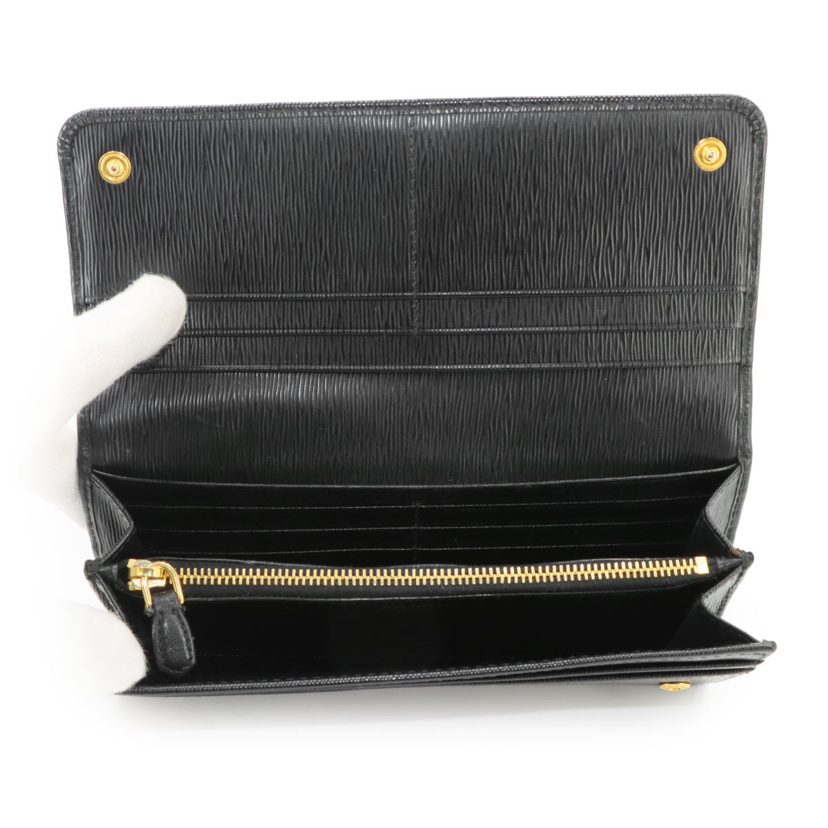 Long Wallet Leather Black 1MH132 Purse Logos