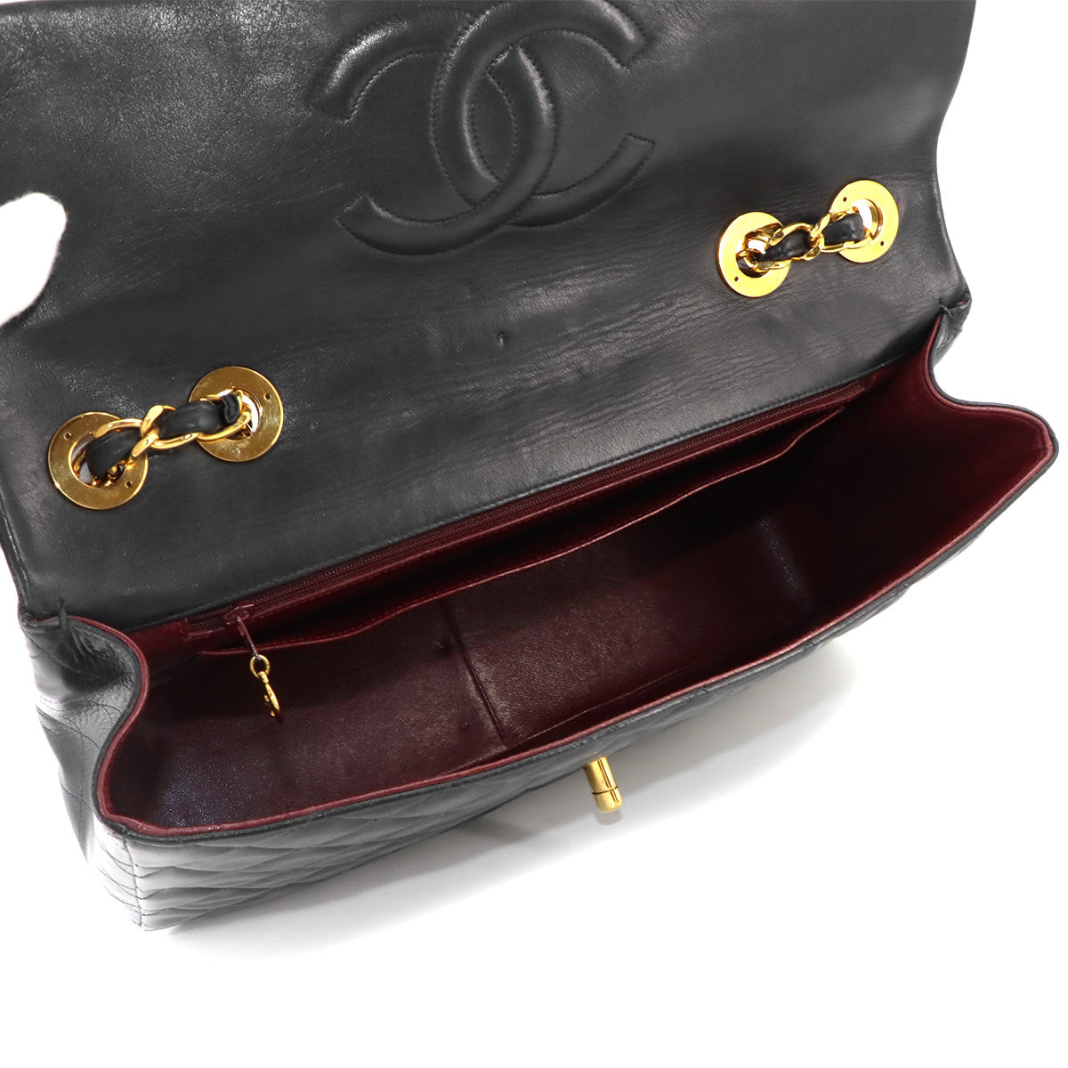 Matelasse 34 Chain Shoulder Bag Leather Black A01094 Vintage