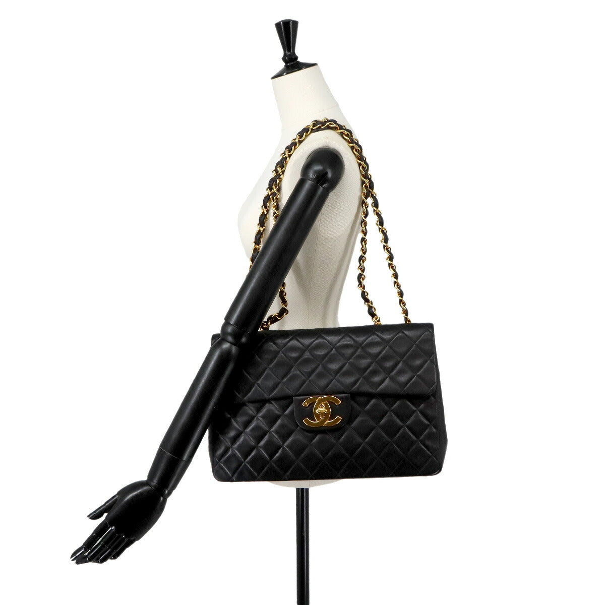 Matelasse 34 Chain Shoulder Bag Leather Black A01094 Vintage