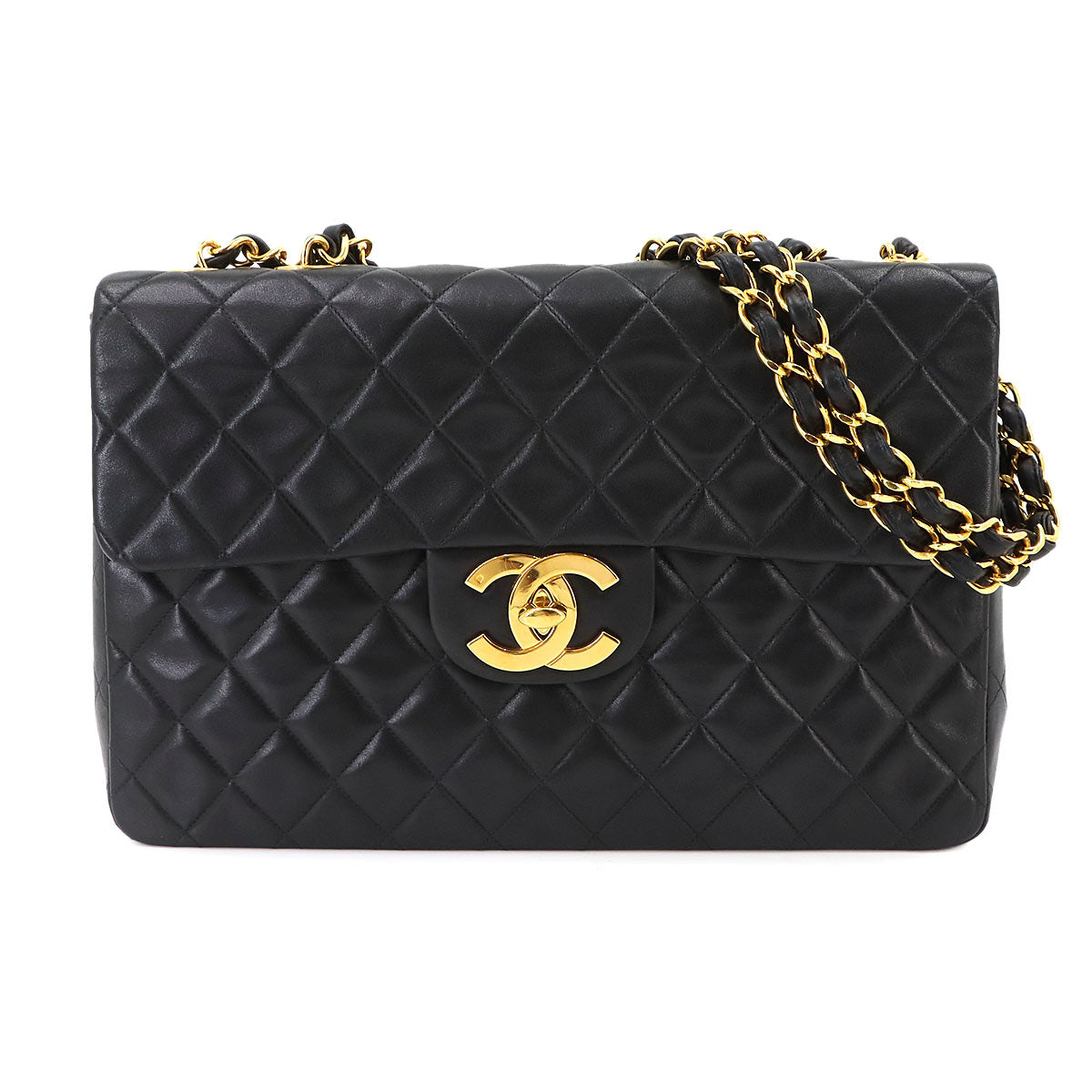 Matelasse 34 Chain Shoulder Bag Leather Black A01094 Vintage