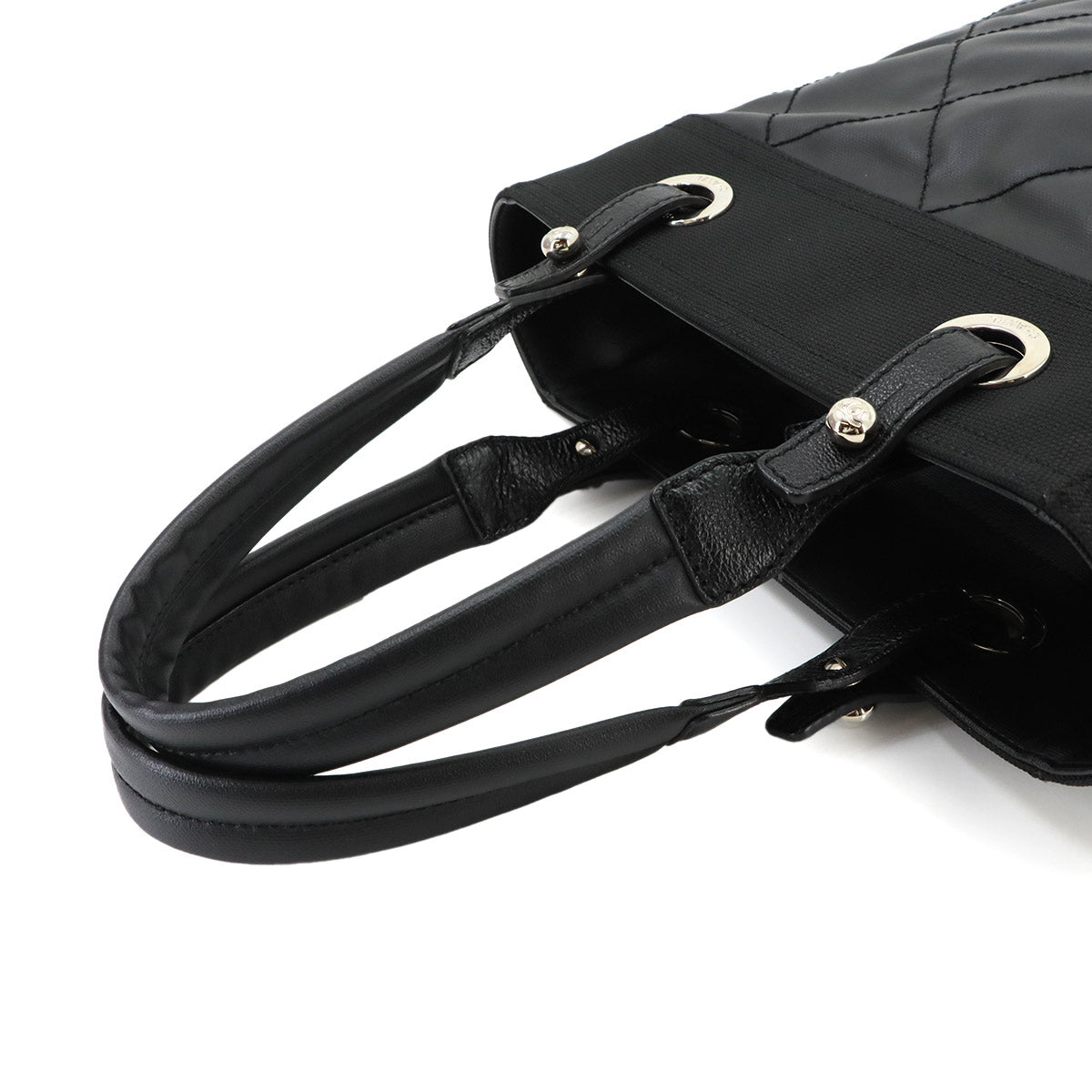 Paris Biarritz PM Tote Bag PVC Nylon Leather Black A34208 Purse