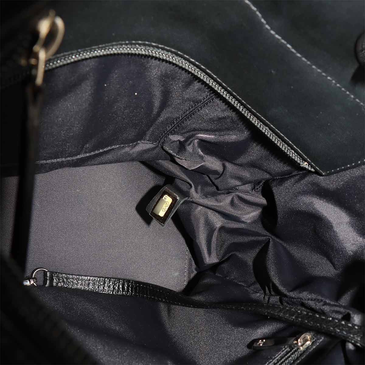 Paris Biarritz PM Tote Bag PVC Nylon Leather Black A34208 Purse
