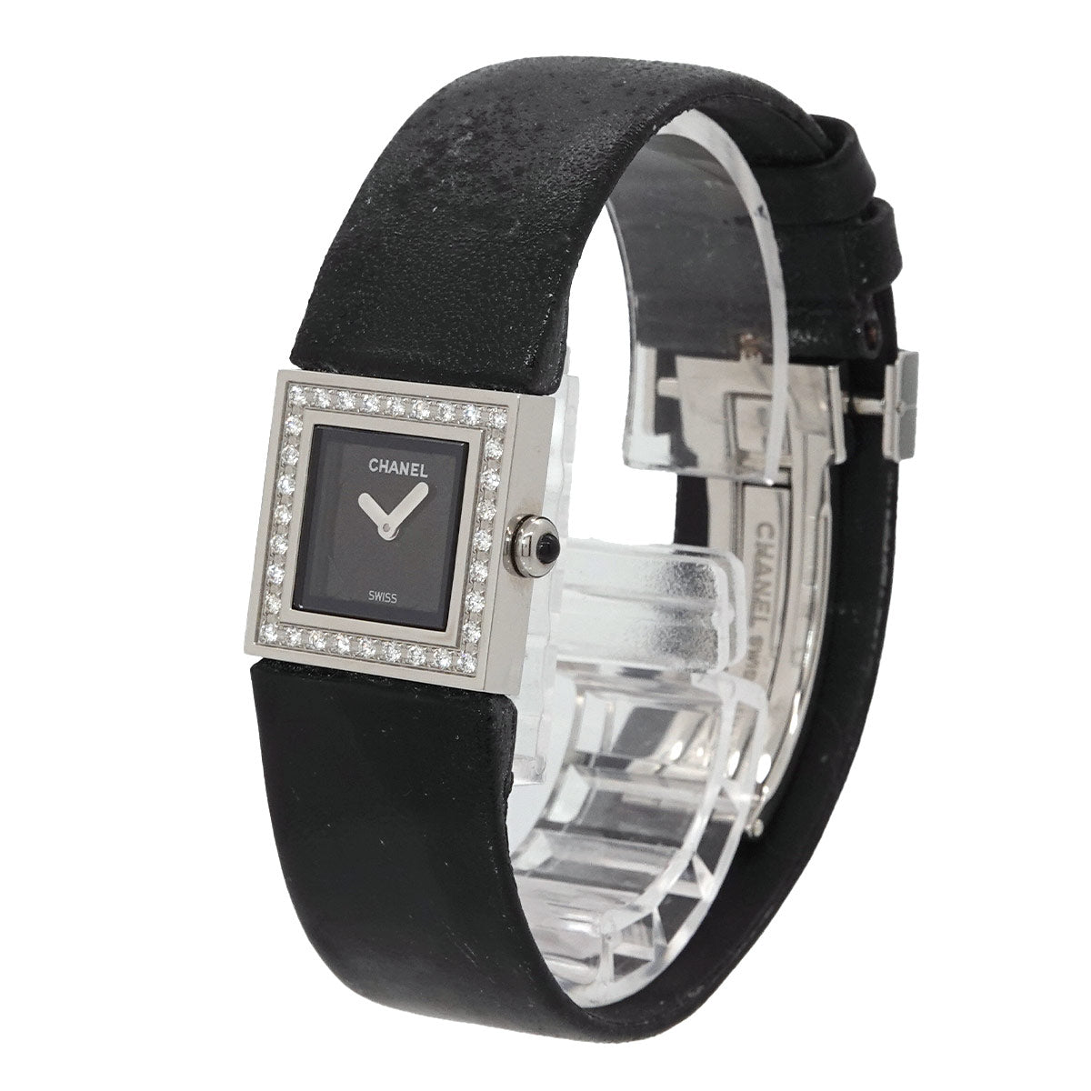 Matelasse H0500 Diamond Bezel Black Dial Quartz Ladies