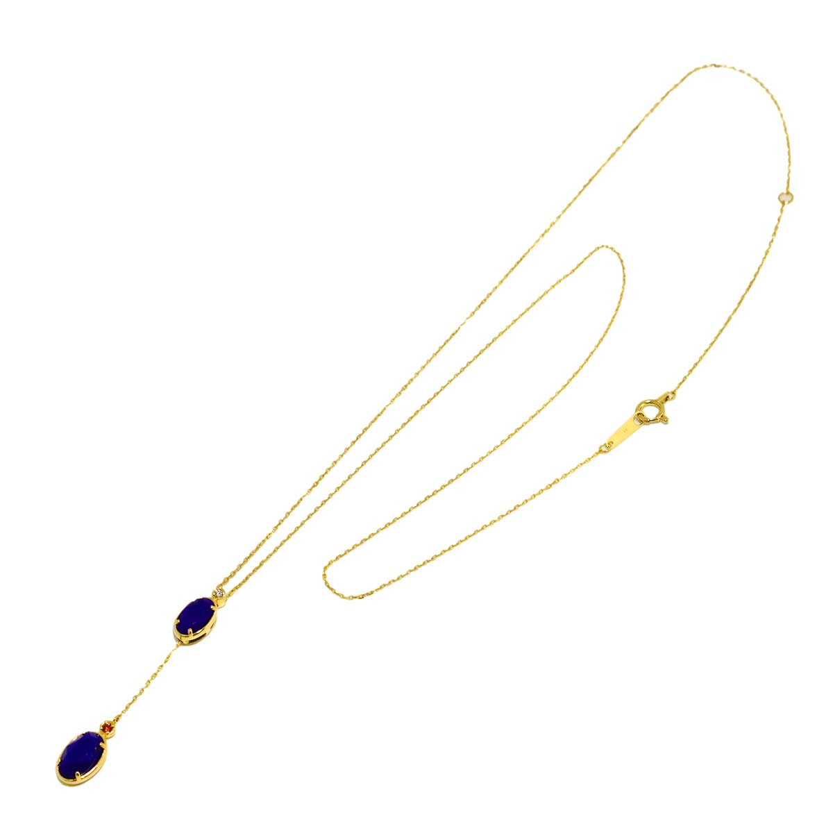 Lapis Lazuli Sapphire Diamond Necklace 18K YG 750