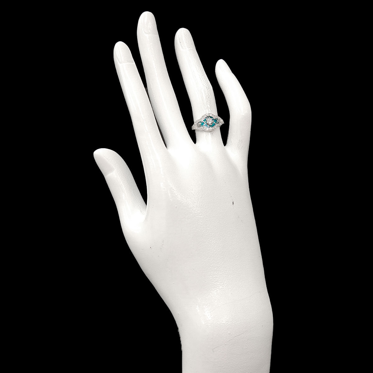 Enamel Diamond 0.11ct/0.10ct Ring Pt size5.25(US)