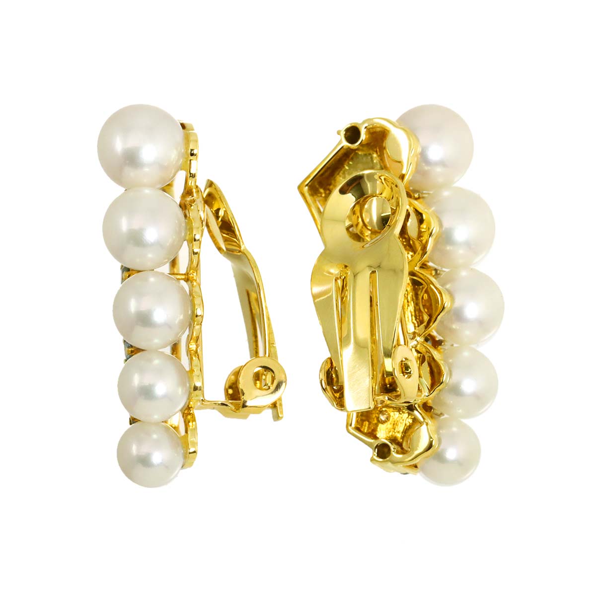 Akoya Pearl 8.2mm Diamond Earrings Clip on 18K YG 750