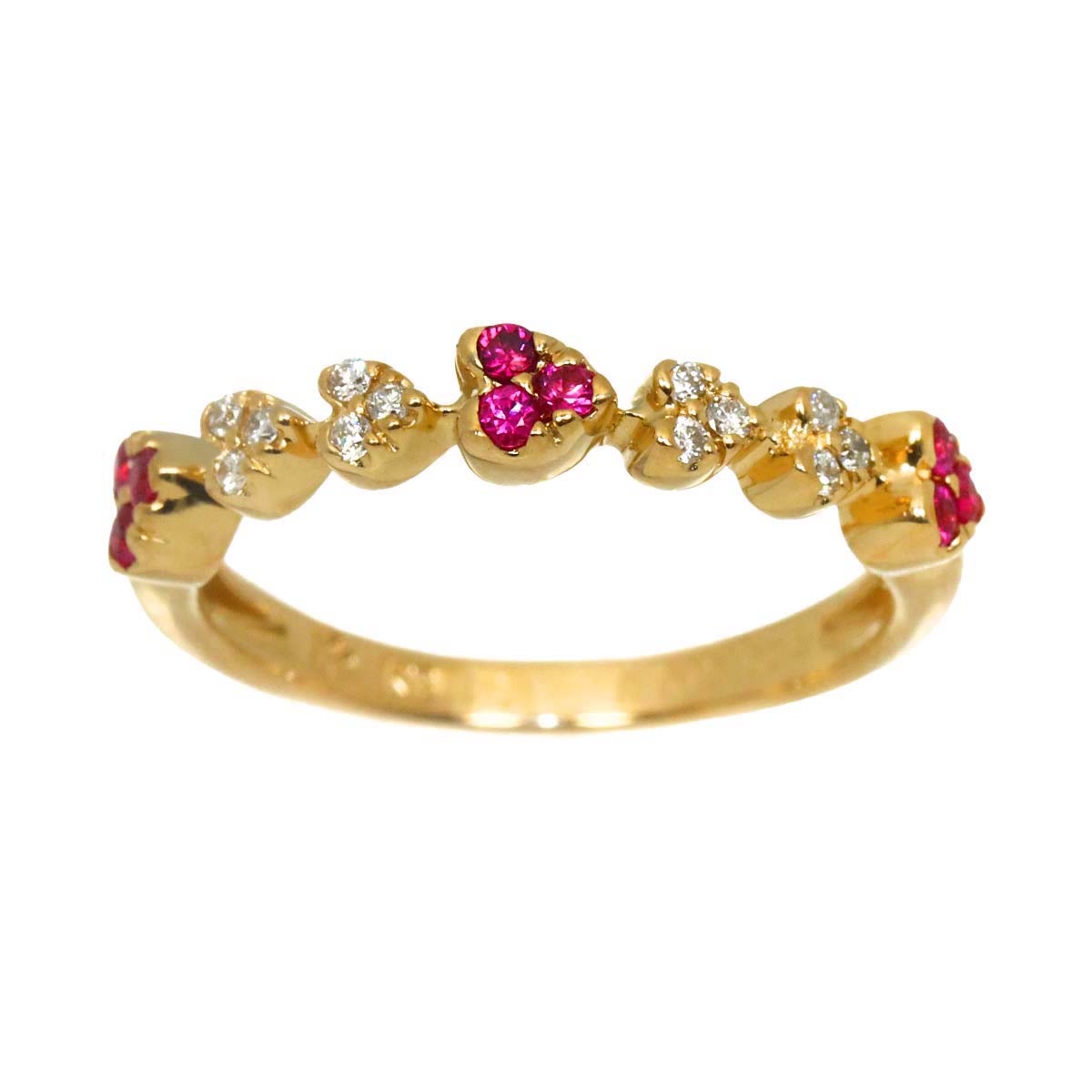 Ruby 0.13ct Diamond 0.06ct Ring 18K PG 750 size4.5(US)