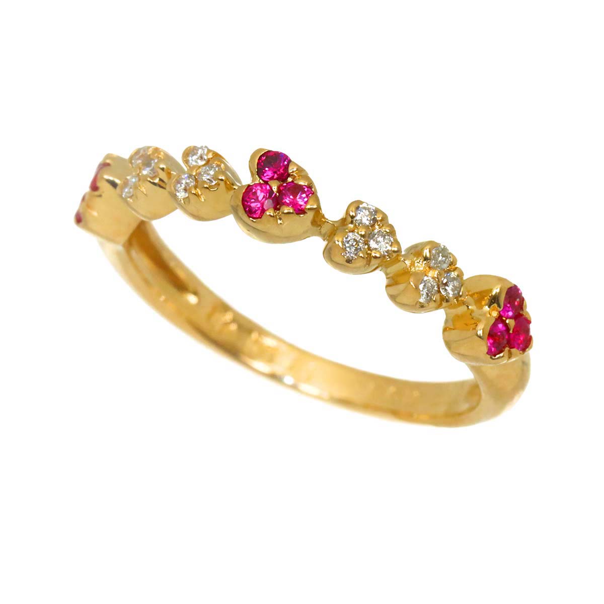 Ruby 0.13ct Diamond 0.06ct Ring 18K PG 750 size4.5(US)