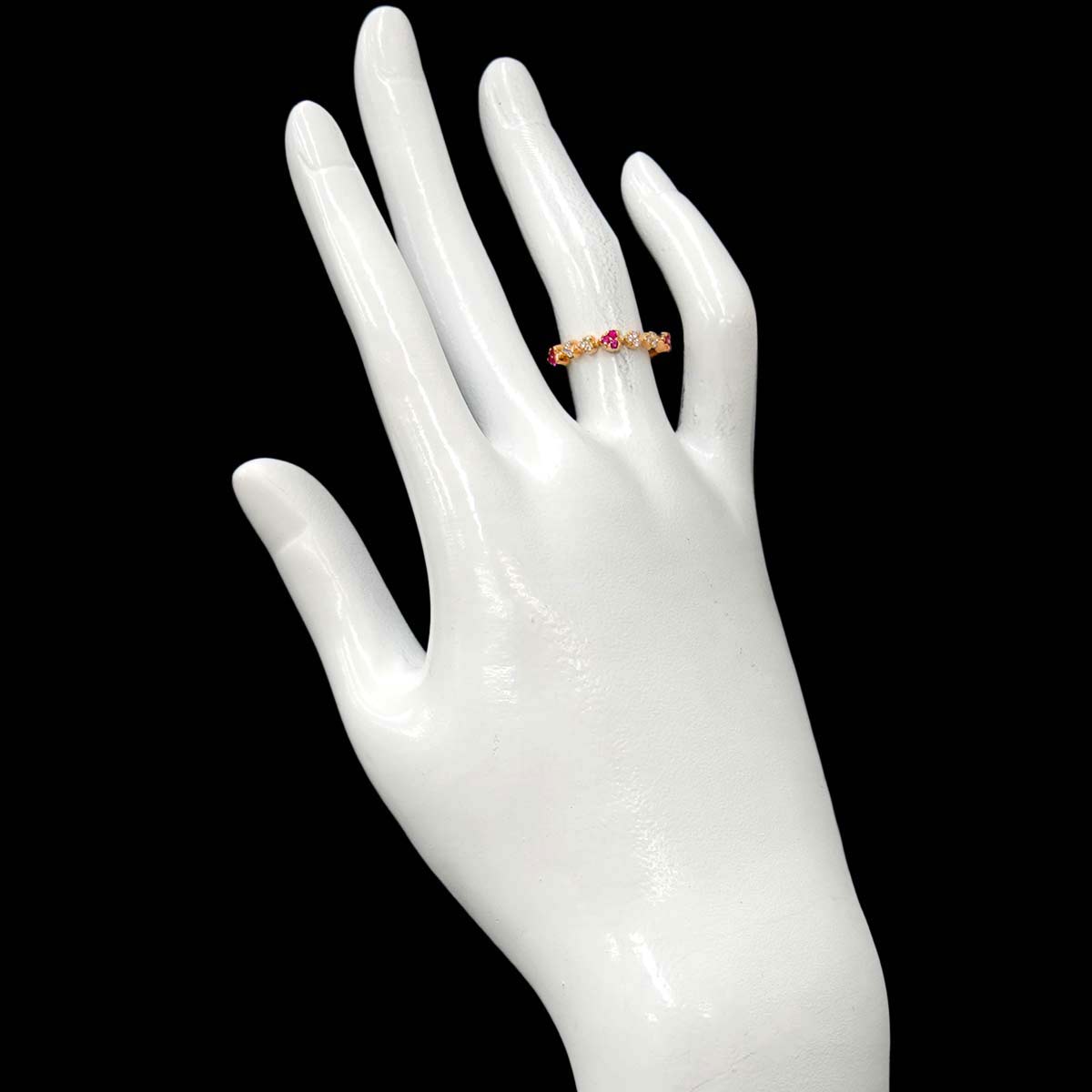 Ruby 0.13ct Diamond 0.06ct Ring 18K PG 750 size4.5(US)