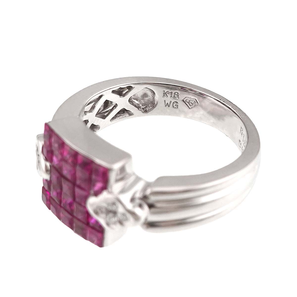 Ruby Diamond Ring 18K WG 750 size5.25(US)