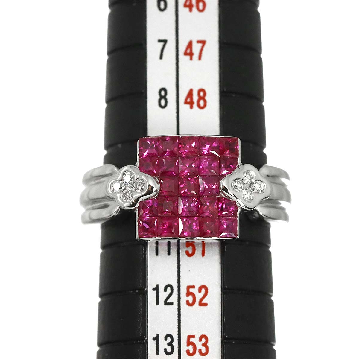 Ruby Diamond Ring 18K WG 750 size5.25(US)