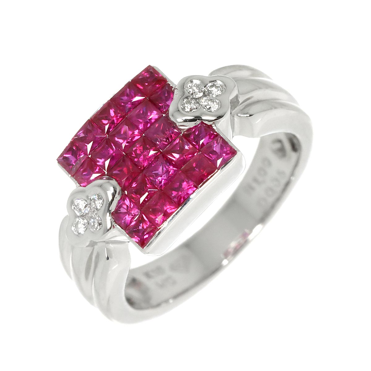 Ruby Diamond Ring 18K WG 750 size5.25(US)
