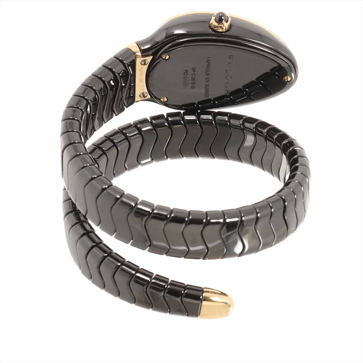 Serpenti SPC35BG Quartz K18PG Ceramic Ladies Watch