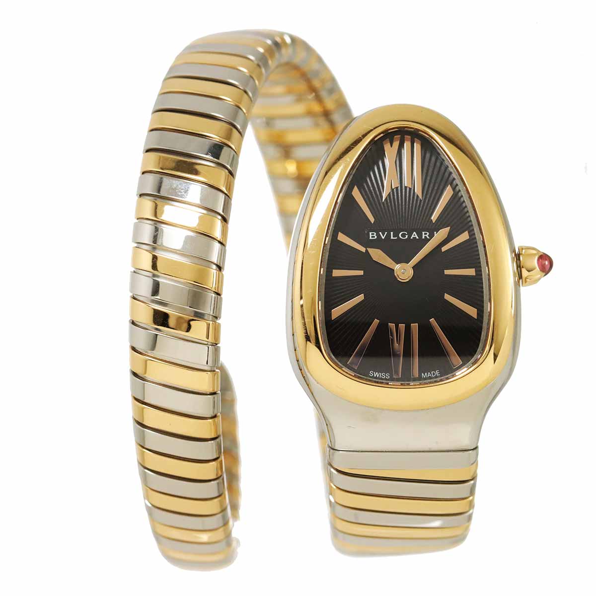 Serpenti Tubogas SP35SPG Quartz K18PG Quartz Black Dial