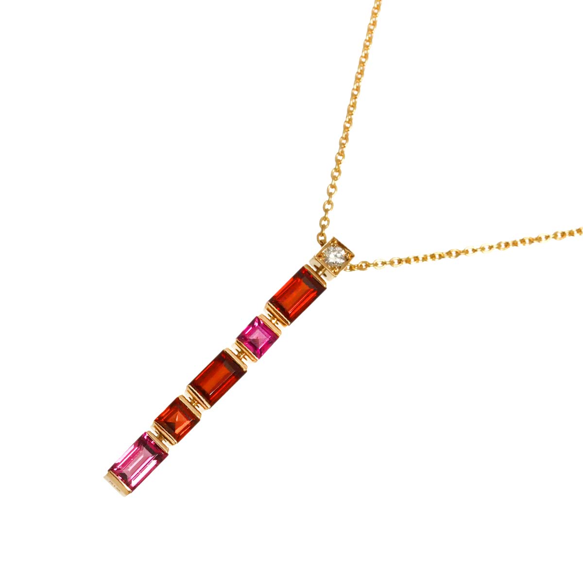Garnet Tourmaline Diamond Necklace K18 PG 750