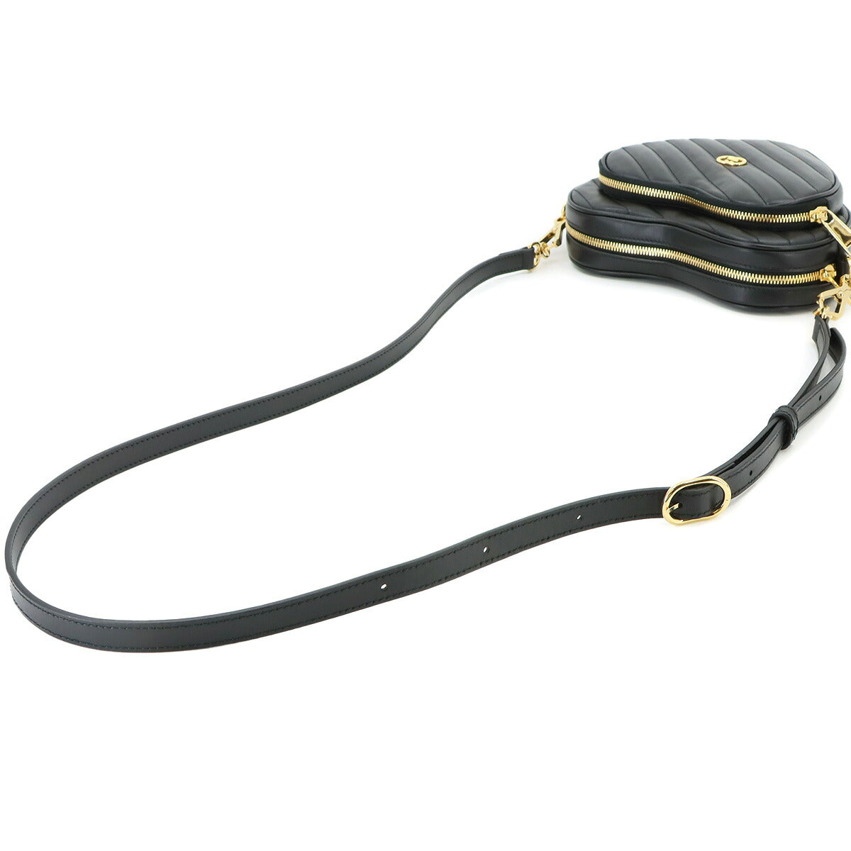 Interlocking G Heart Shoulder Bag Leather Black 751628 Purse