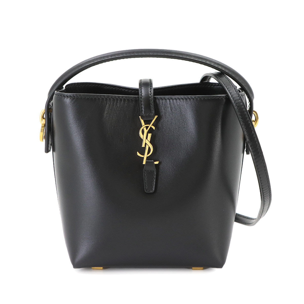LE37 2way Shoulder Hand Bag Leather Black 765870 YSL