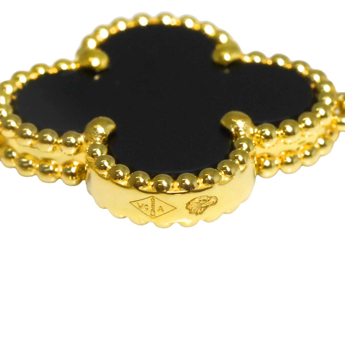 Vintage Alhambra Onyx 10P Necklace 18K YG 750