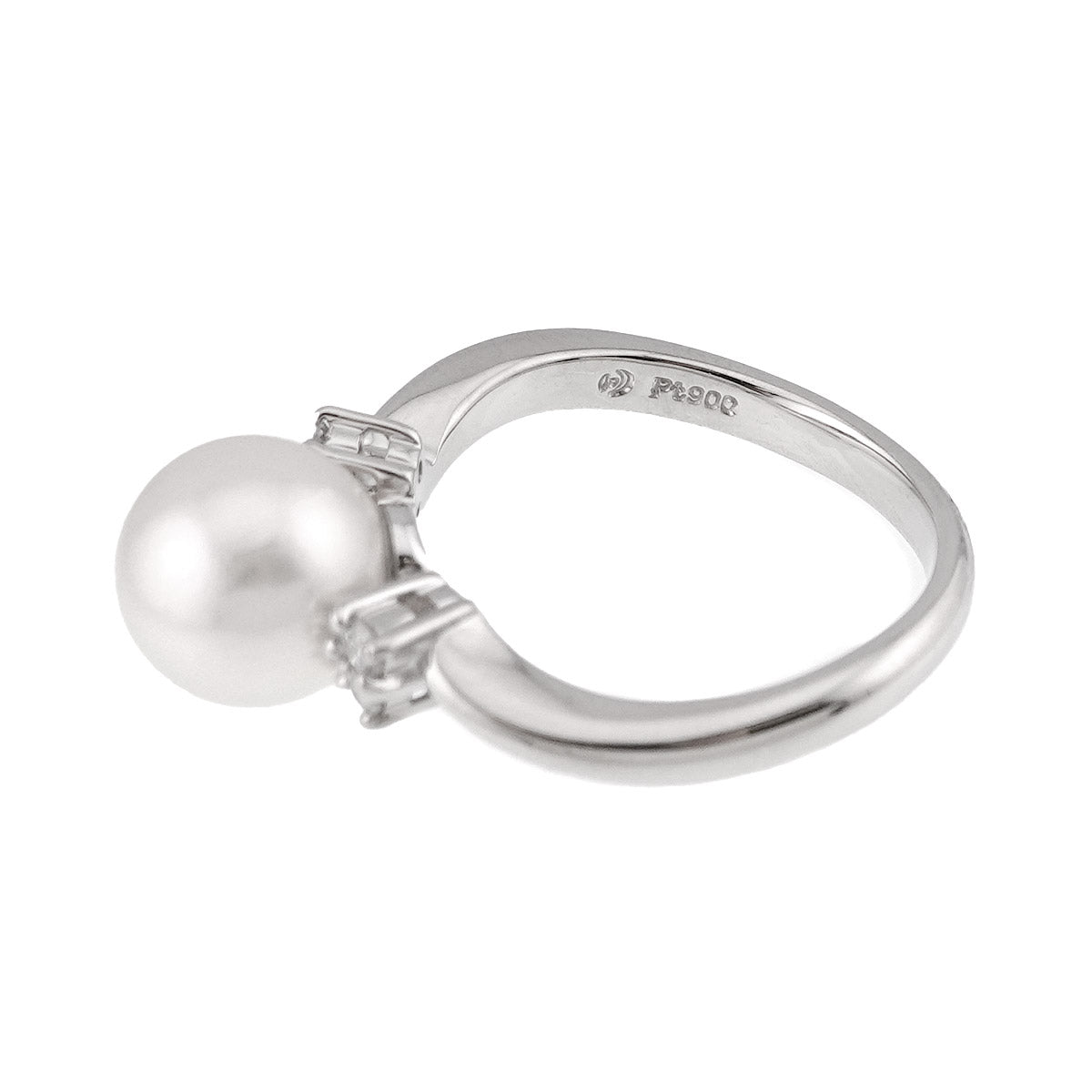 Akoya Pearl 8.7mm Diamond 0.10ct Ring Pt size6(US)