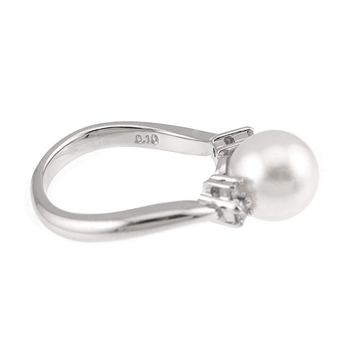 Akoya Pearl 8.7mm Diamond 0.10ct Ring Pt size6(US)