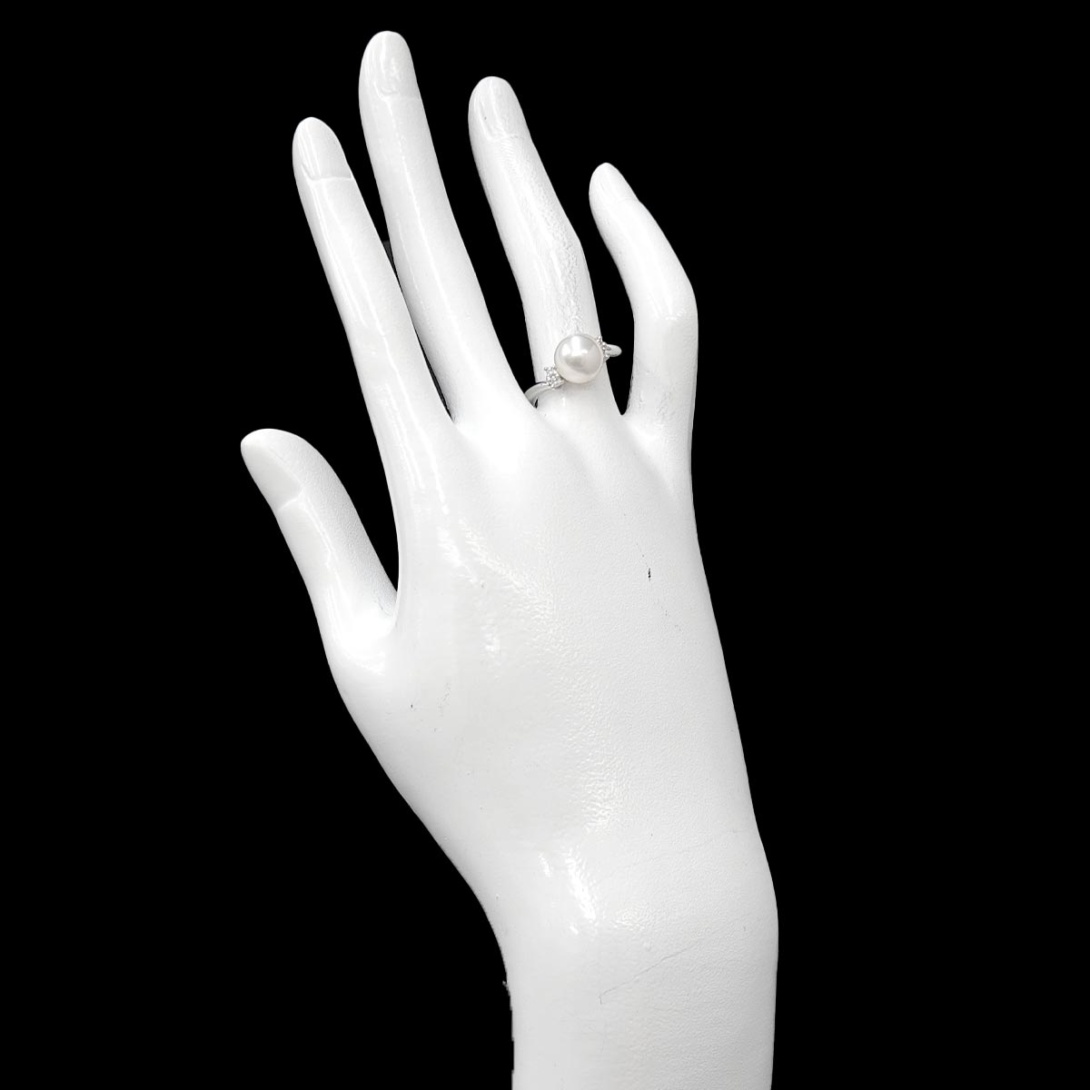 Akoya Pearl 8.7mm Diamond 0.10ct Ring Pt size6(US)