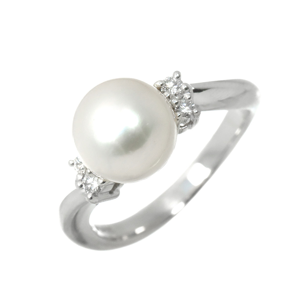 Akoya Pearl 8.7mm Diamond 0.10ct Ring Pt size6(US)