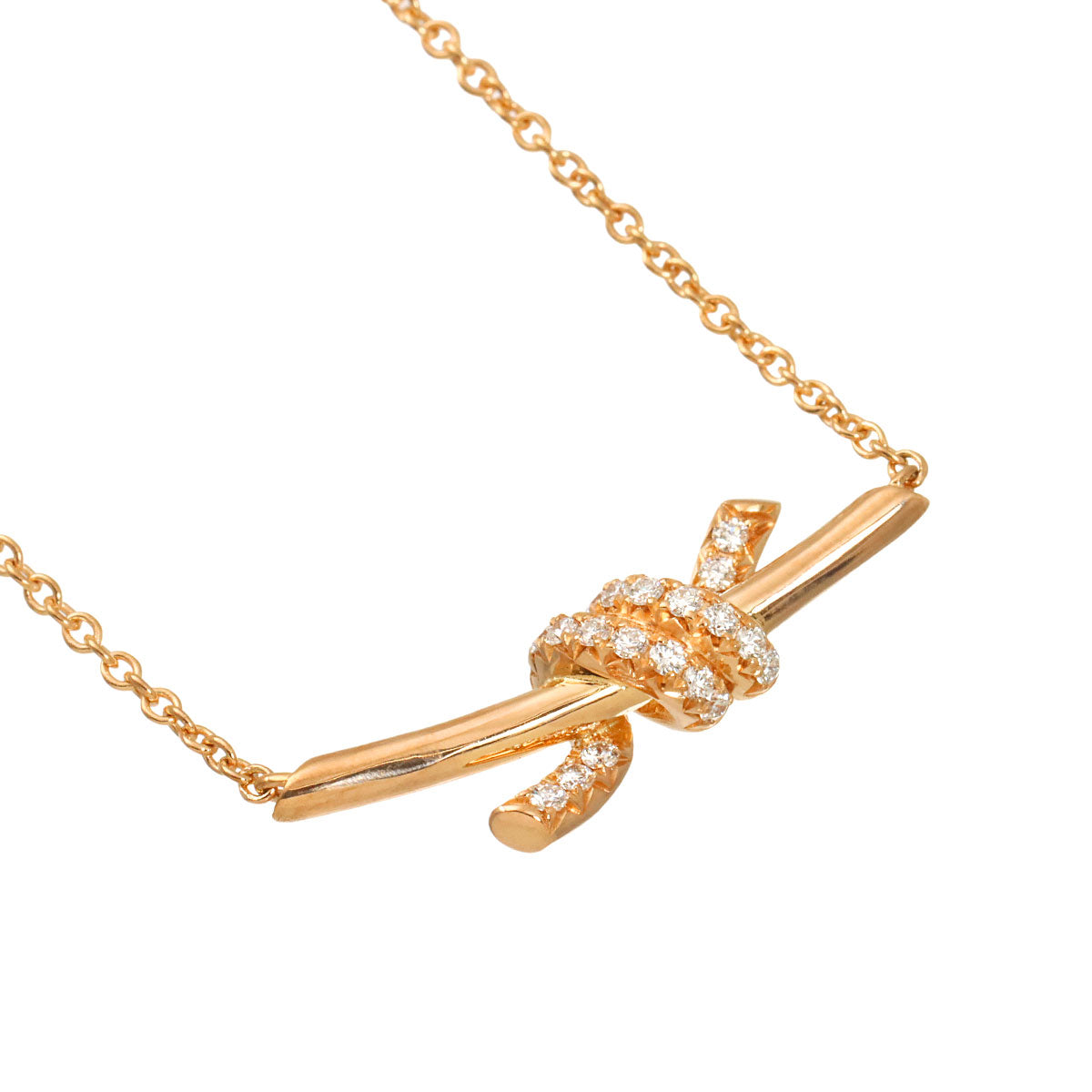 Knot Diamond Necklace 18K Pink Gold 750