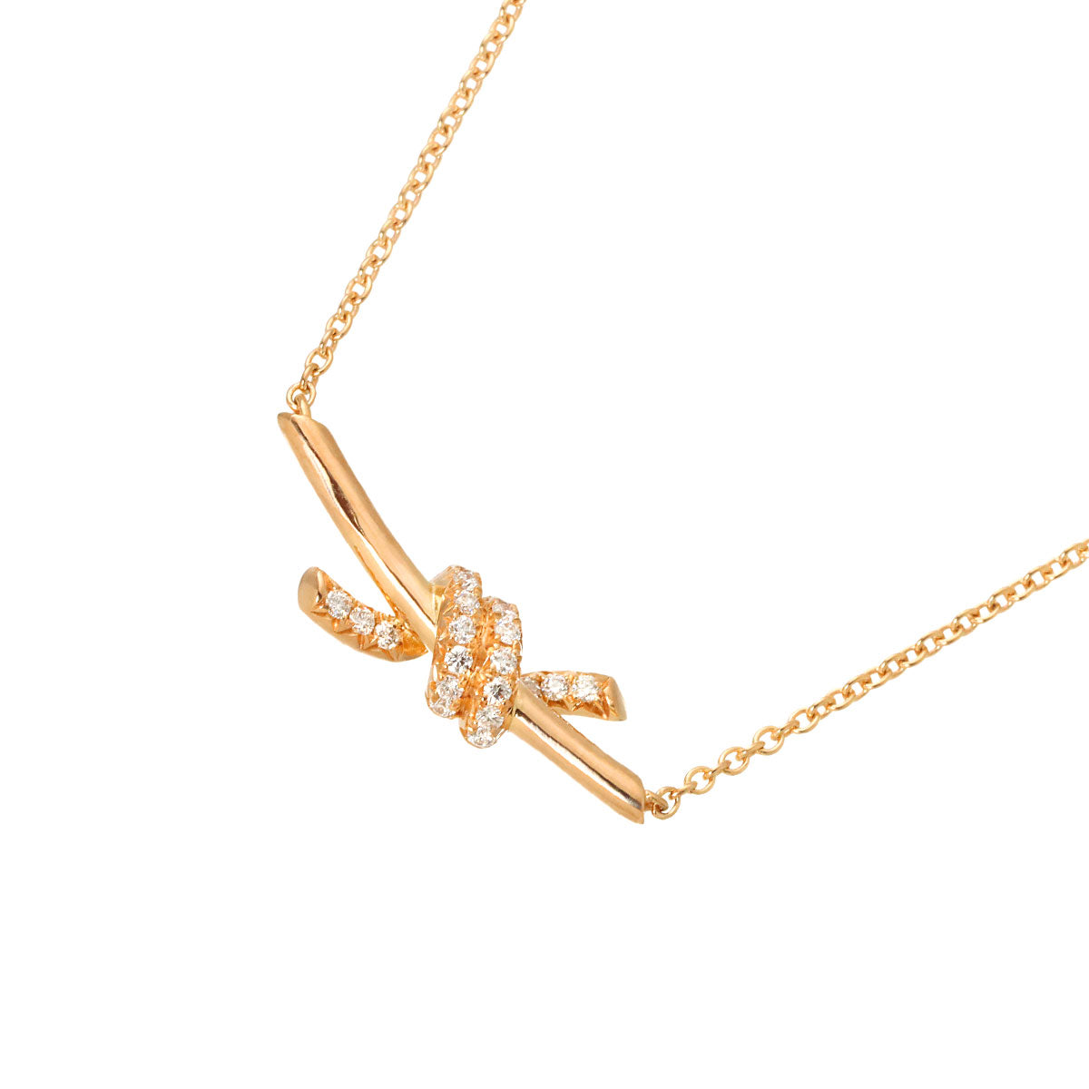 Knot Diamond Necklace 18K Pink Gold 750