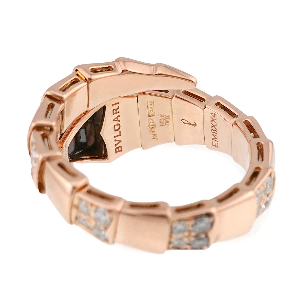 Serpenti Viper Onyx Diamond Ring 18K PG 750 sizeL 7.25(US)