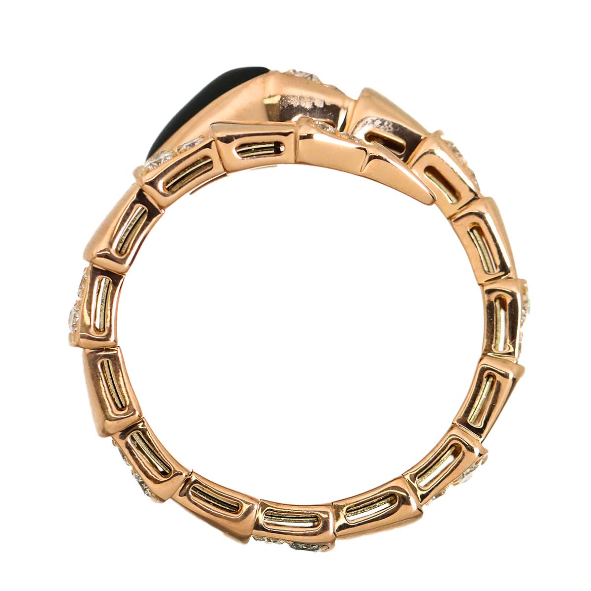 Serpenti Viper Onyx Diamond Ring 18K PG 750 sizeL 7.25(US)