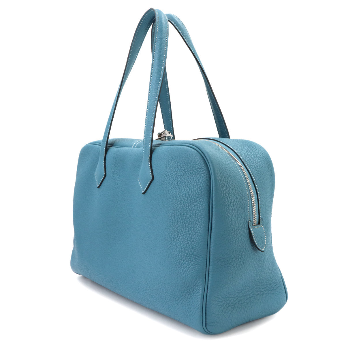 Victoria 35 Hand Bag Taurillon Clemence Bleu Jean Purse