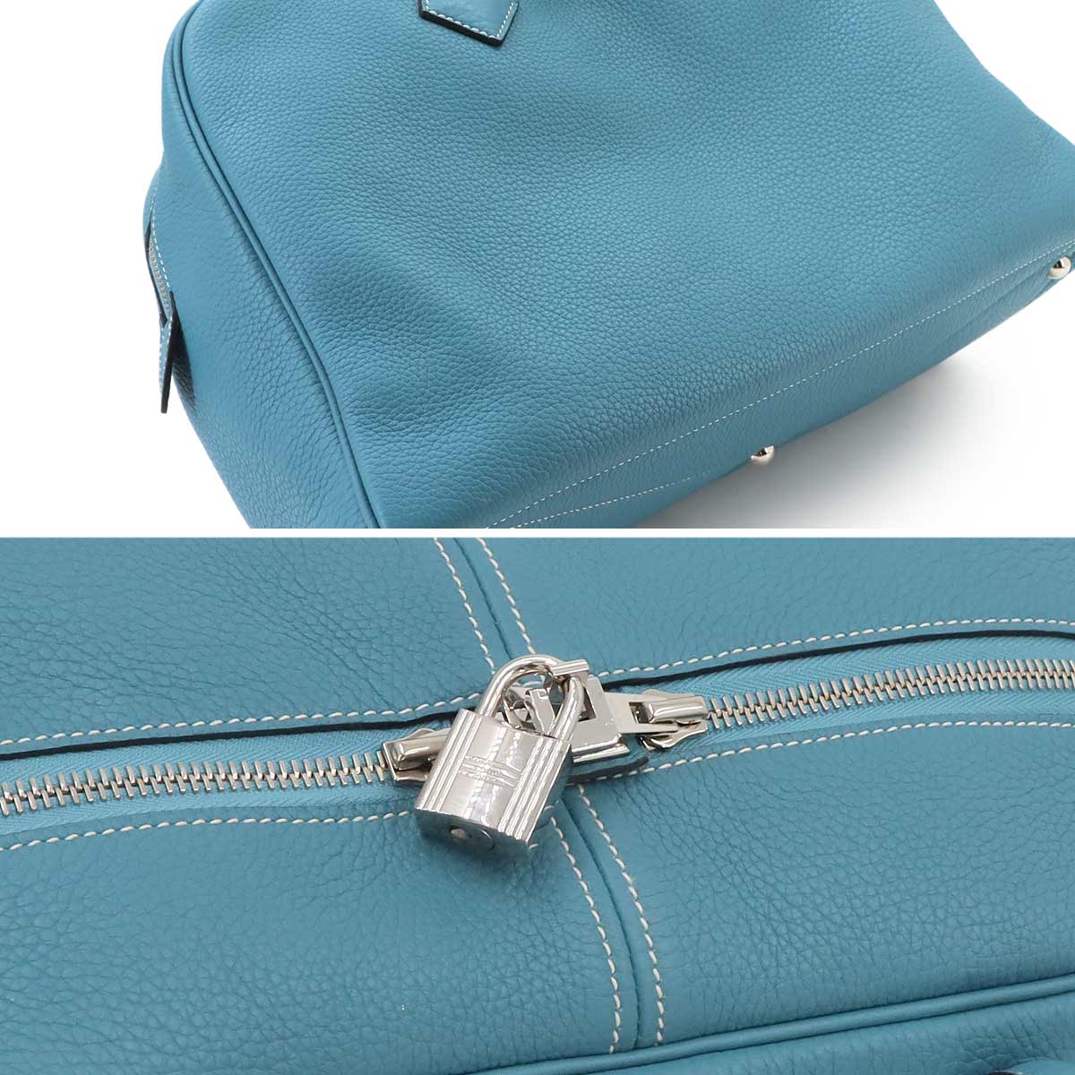 Victoria 35 Hand Bag Taurillon Clemence Bleu Jean Purse