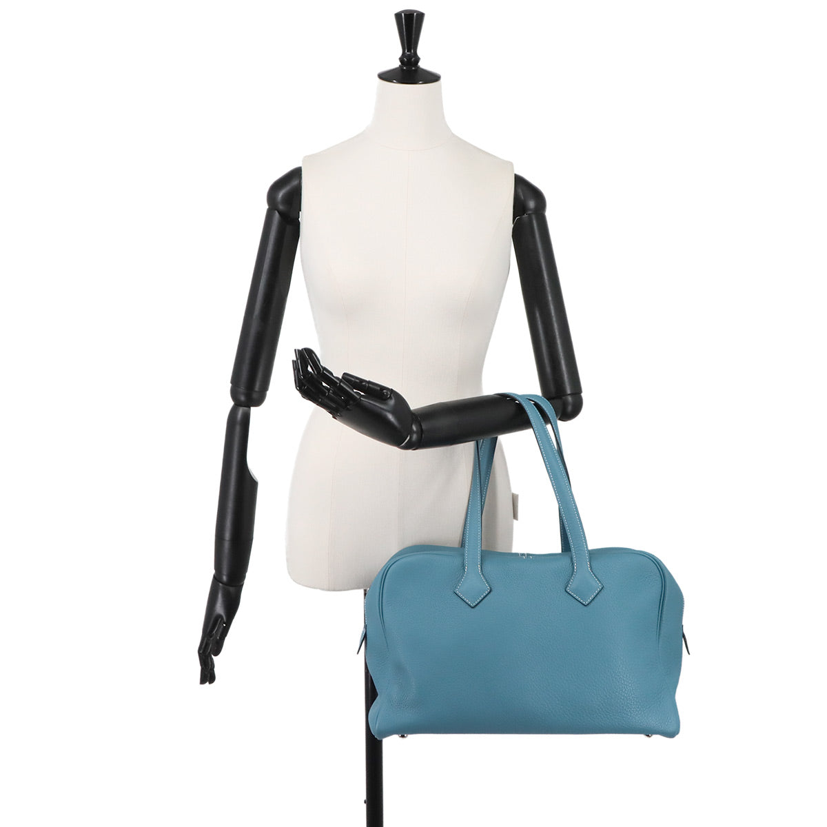Victoria 35 Hand Bag Taurillon Clemence Bleu Jean Purse