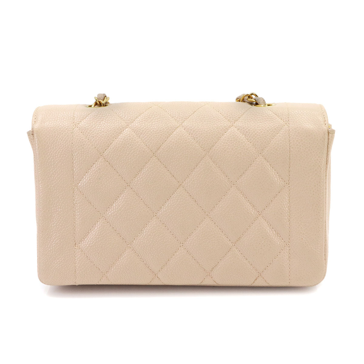 Diana Matelasse 22 Chain Shoulder Bag Leather Pink beige