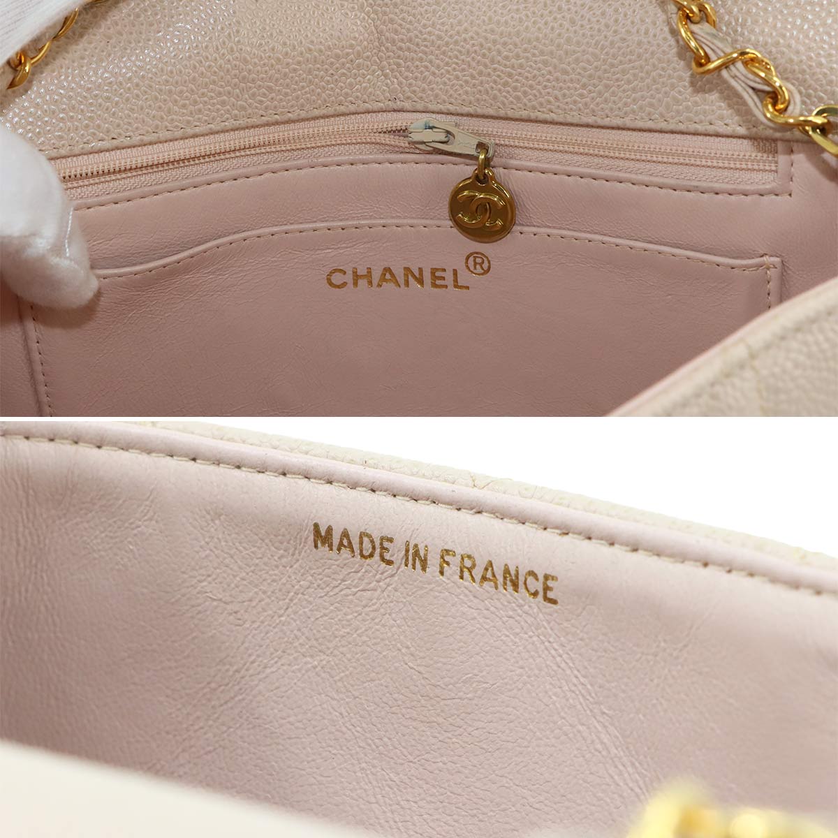 Diana Matelasse 22 Chain Shoulder Bag Leather Pink beige