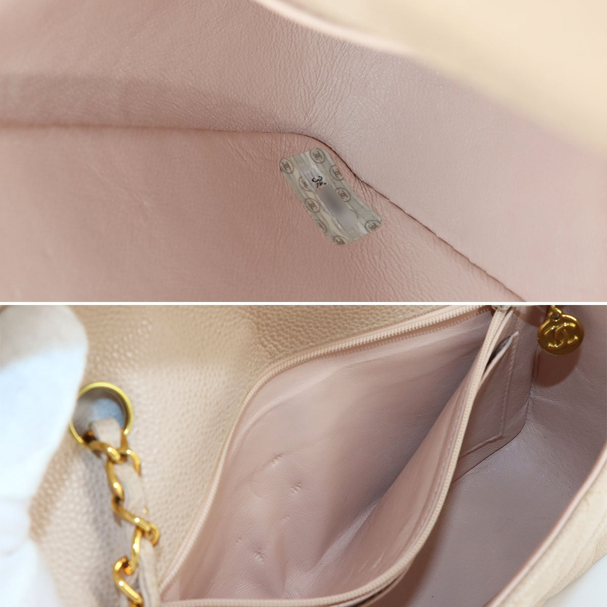 Diana Matelasse 22 Chain Shoulder Bag Leather Pink beige