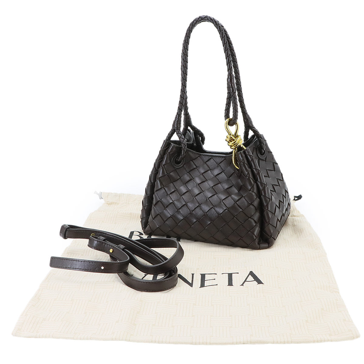 Intrecciato Small Parachute Shoulder Bag Fondente 796569
