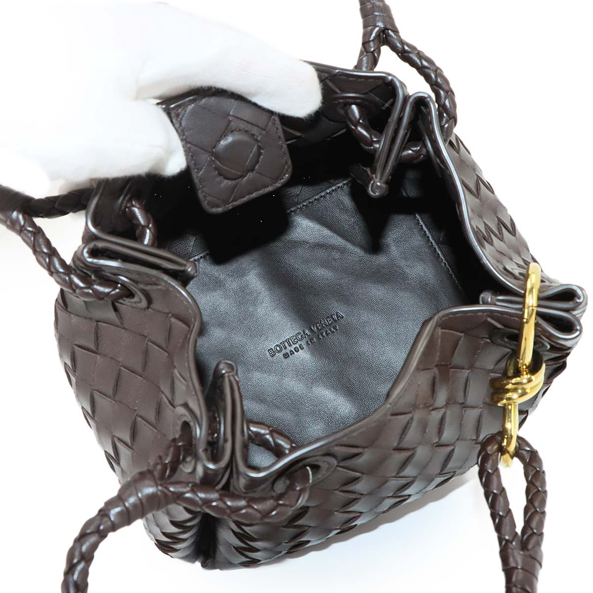 Intrecciato Small Parachute Shoulder Bag Fondente 796569