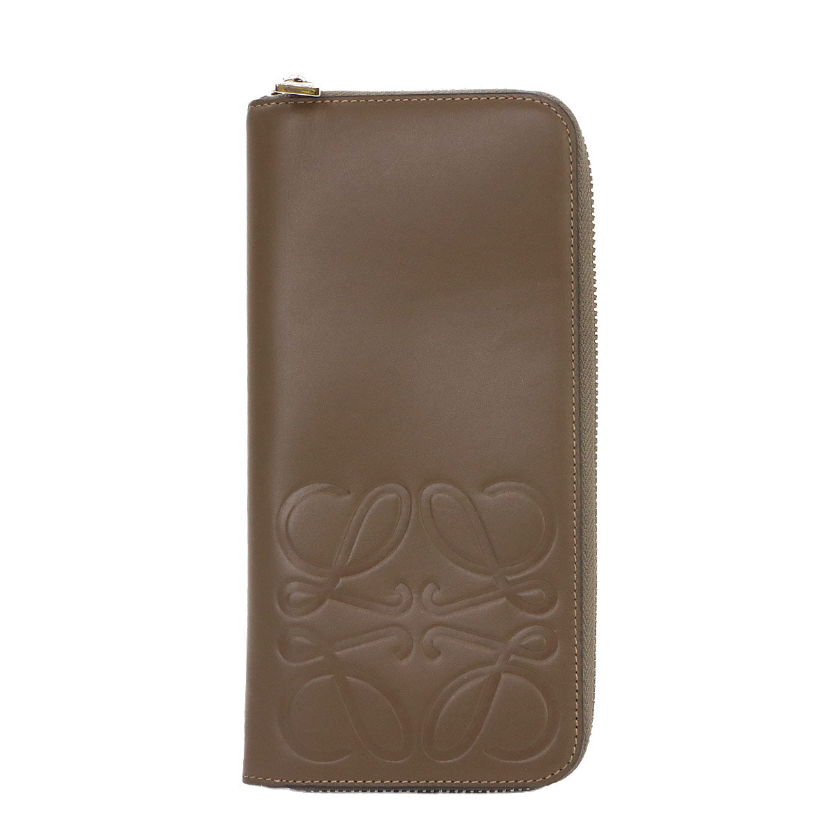 Zipped Around Long Wallet Leather Brown Anagram Purse