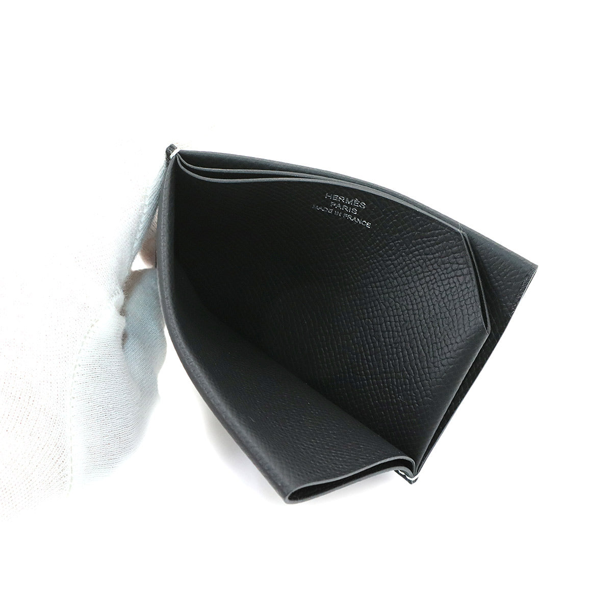 H Sellier Card Case Veau Epsom Black