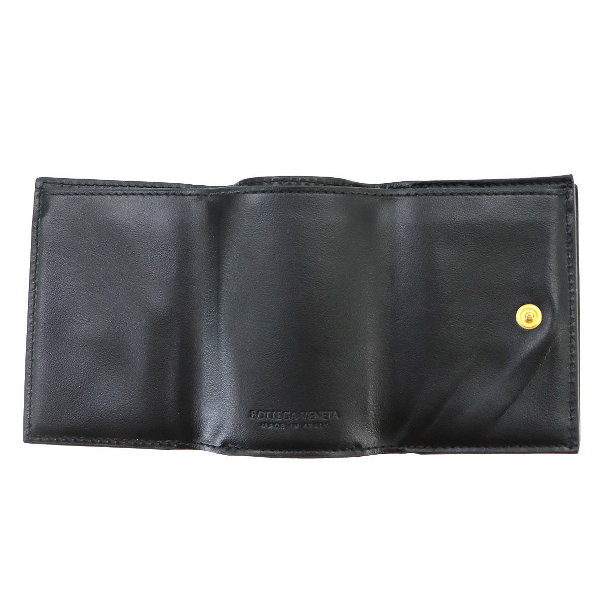 Intrecciato Compact Wallet Leather Black 666944
