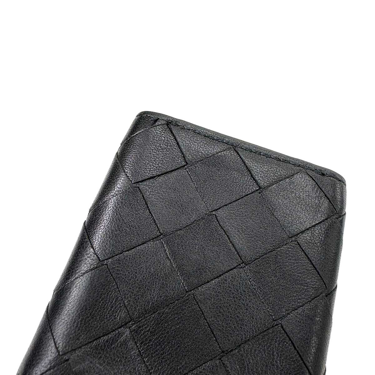 Intrecciato Compact Wallet Leather Black 666944