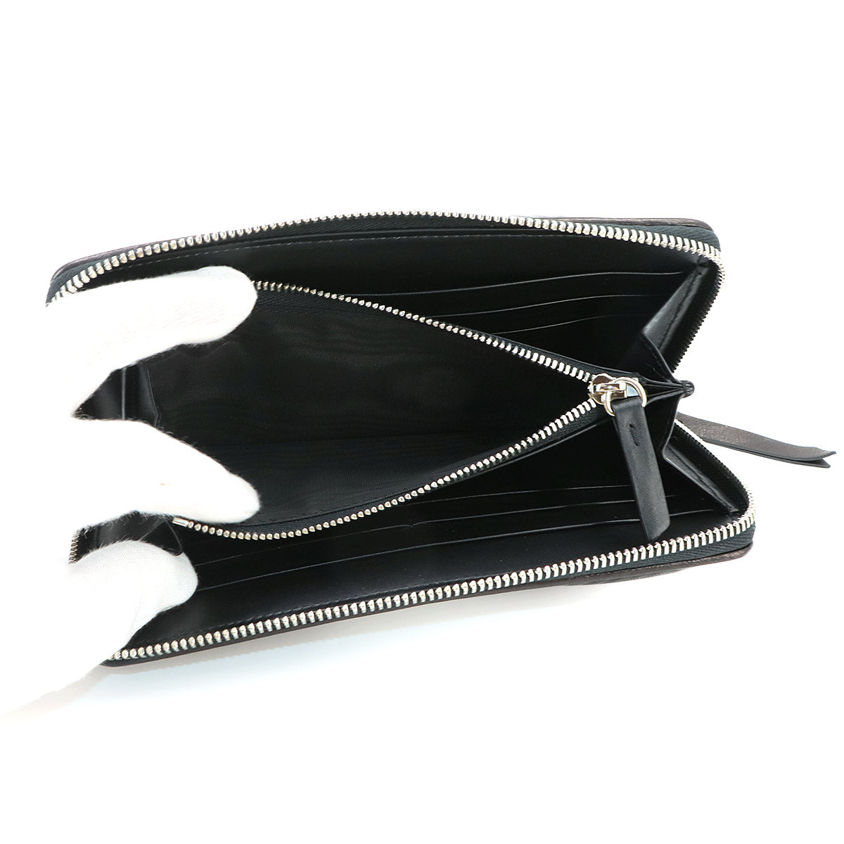 Glam Slam Embroidered Long Wallet Leather Black