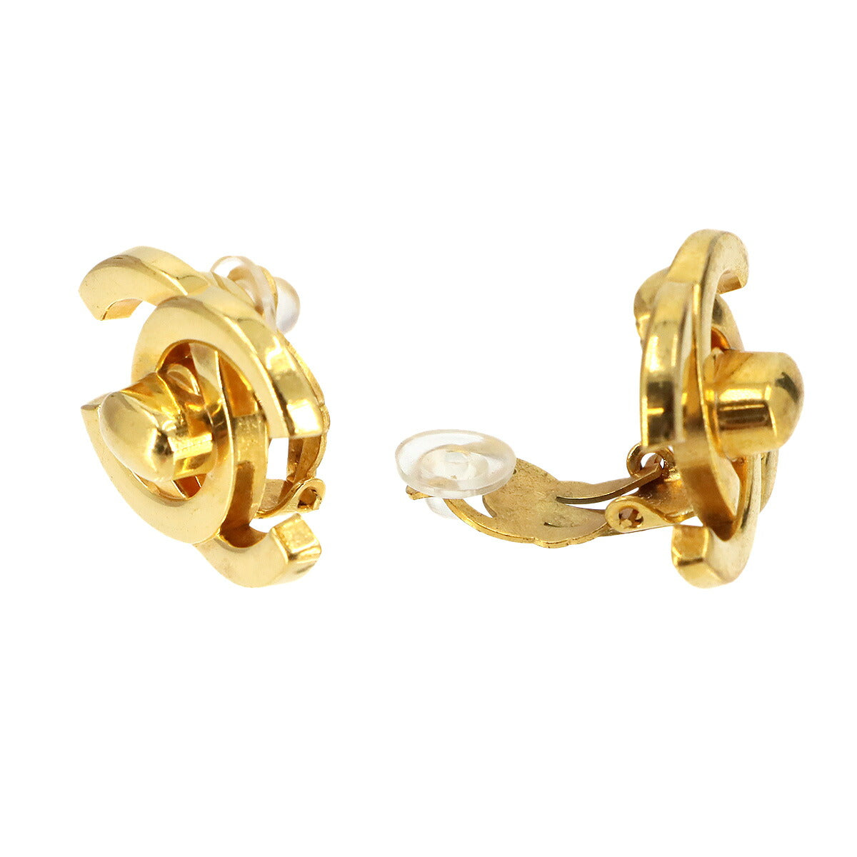 Turn Lock Coco Logos Earring Gold 96P Vintage
