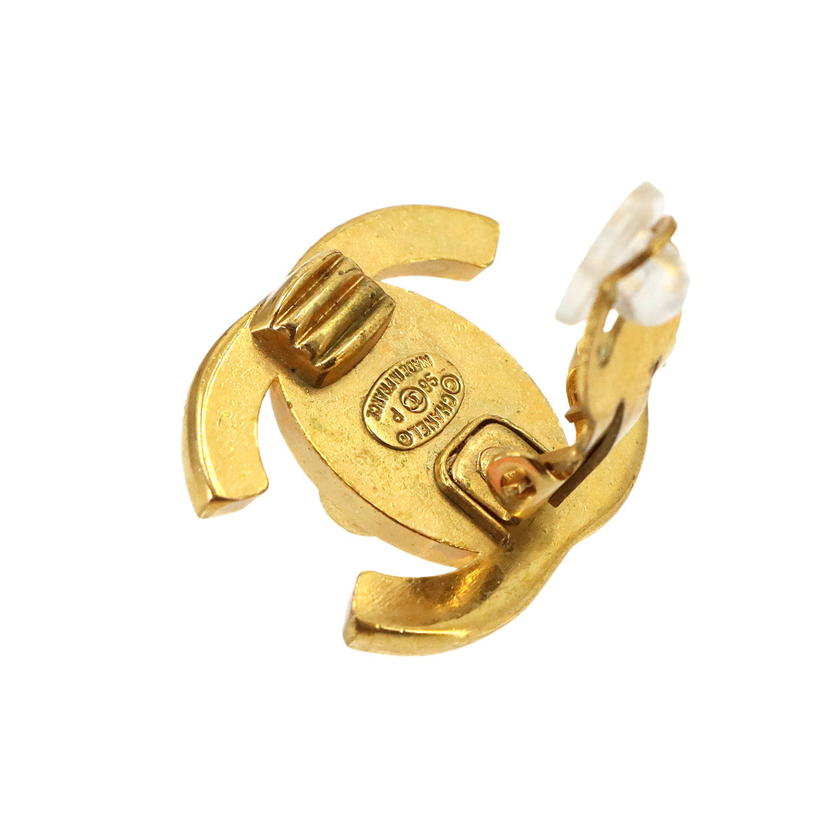 Turn Lock Coco Logos Earring Gold 96P Vintage