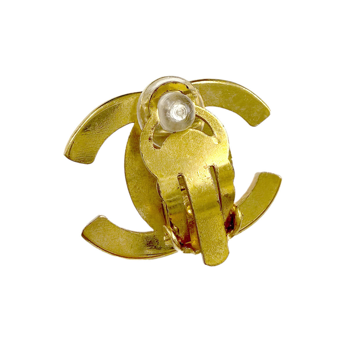 Turn Lock Coco Logos Earring Gold 96P Vintage