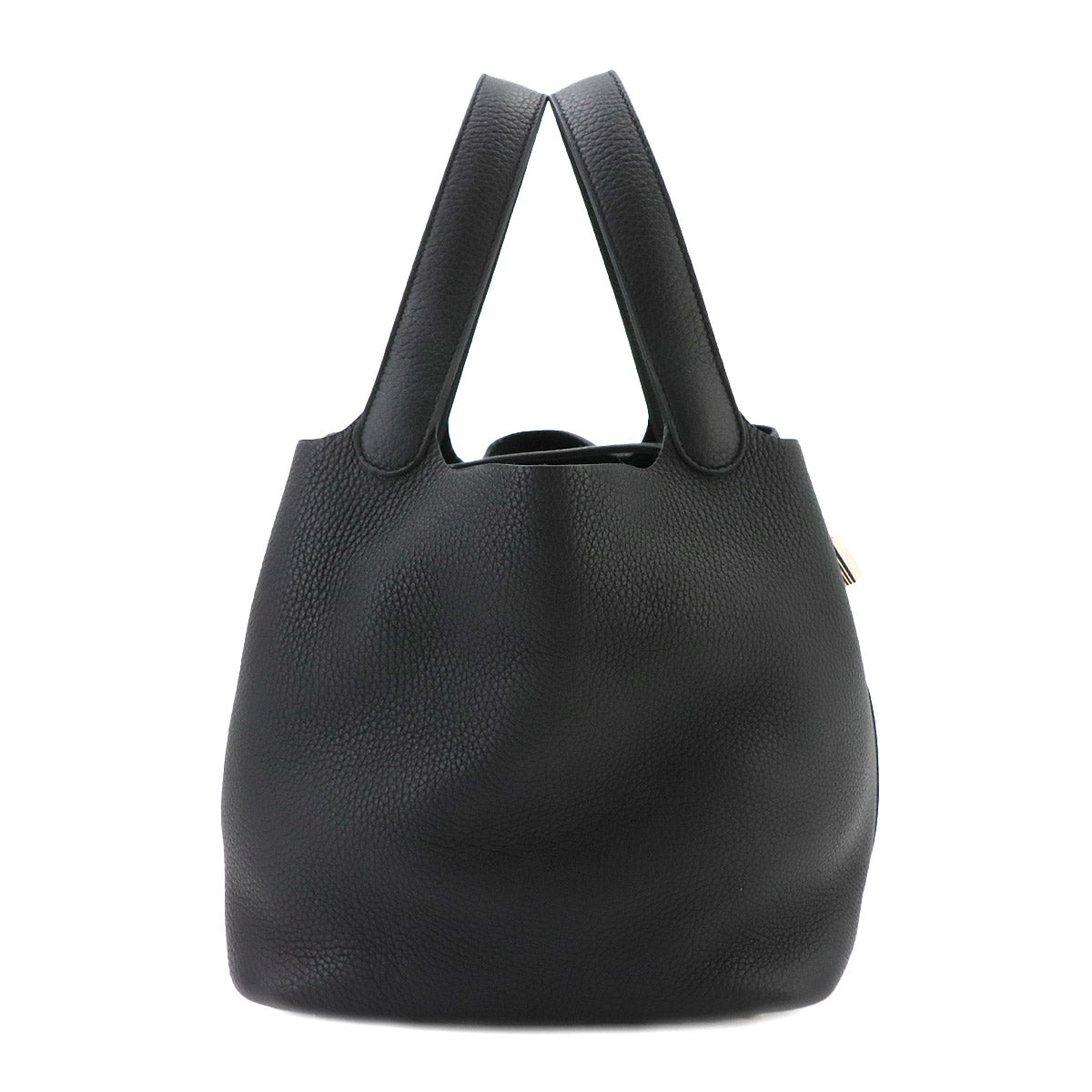 Picotin Lock MM Hand Bag Taurillon Clemence Black Purse