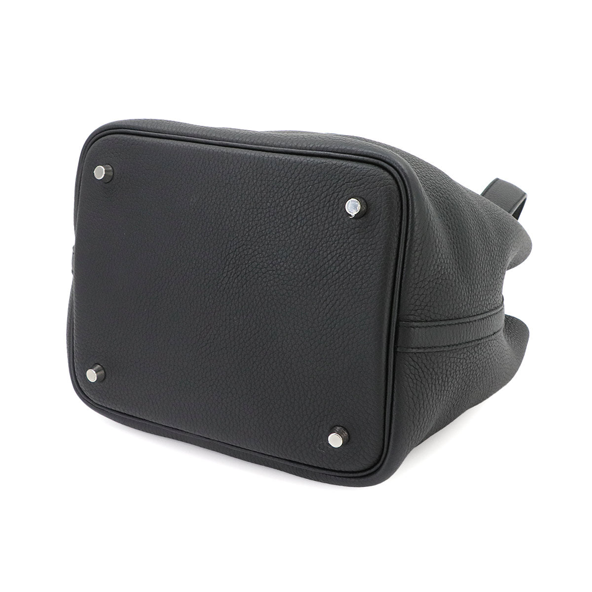 Picotin Lock MM Hand Bag Taurillon Clemence Black Purse