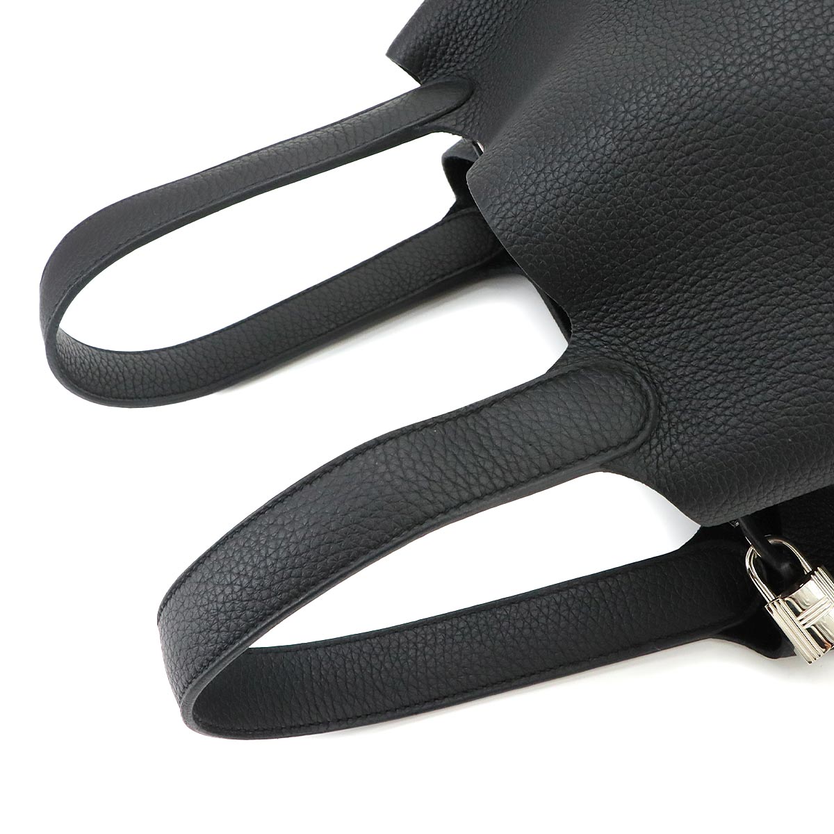 Picotin Lock MM Hand Bag Taurillon Clemence Black Purse